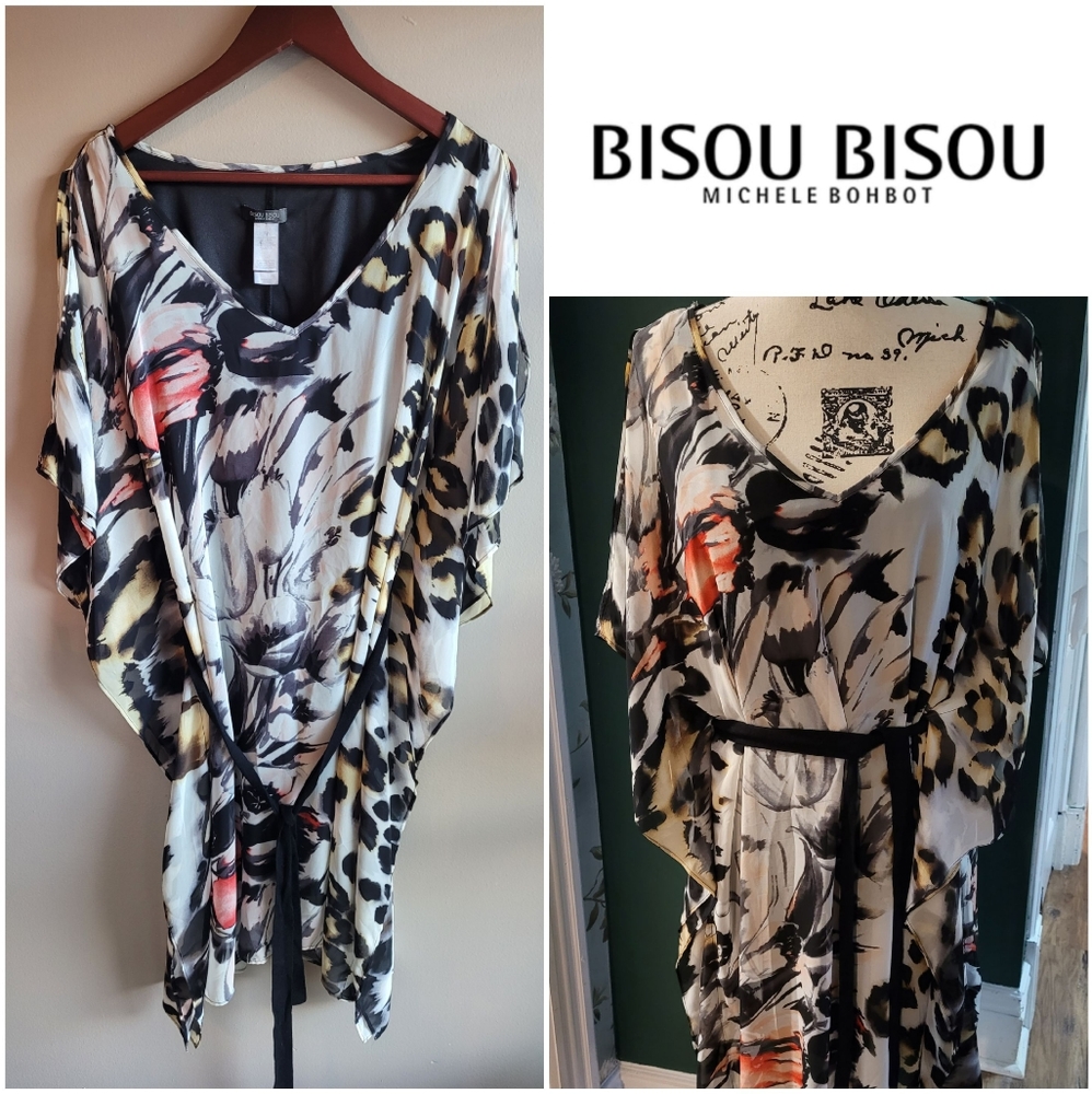 Last Chance! Bisou Bisou Leopard Floral Kaftan Dress